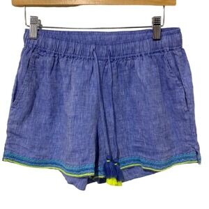 Vineyard Vines | Shorts Linen Embroidered Pull On Chambray Blue Pockets- Size XS